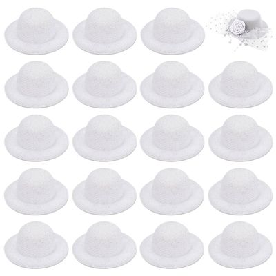 BENECREAT 40 Pcs White Mini Top Hat, 1.6 Inch Tiny Top Hat for Party Decor, Clown Hat Snowman Hats for Crafts and Miniatures, Snowman Doll Pets Cristmas Crafts, Hat Base