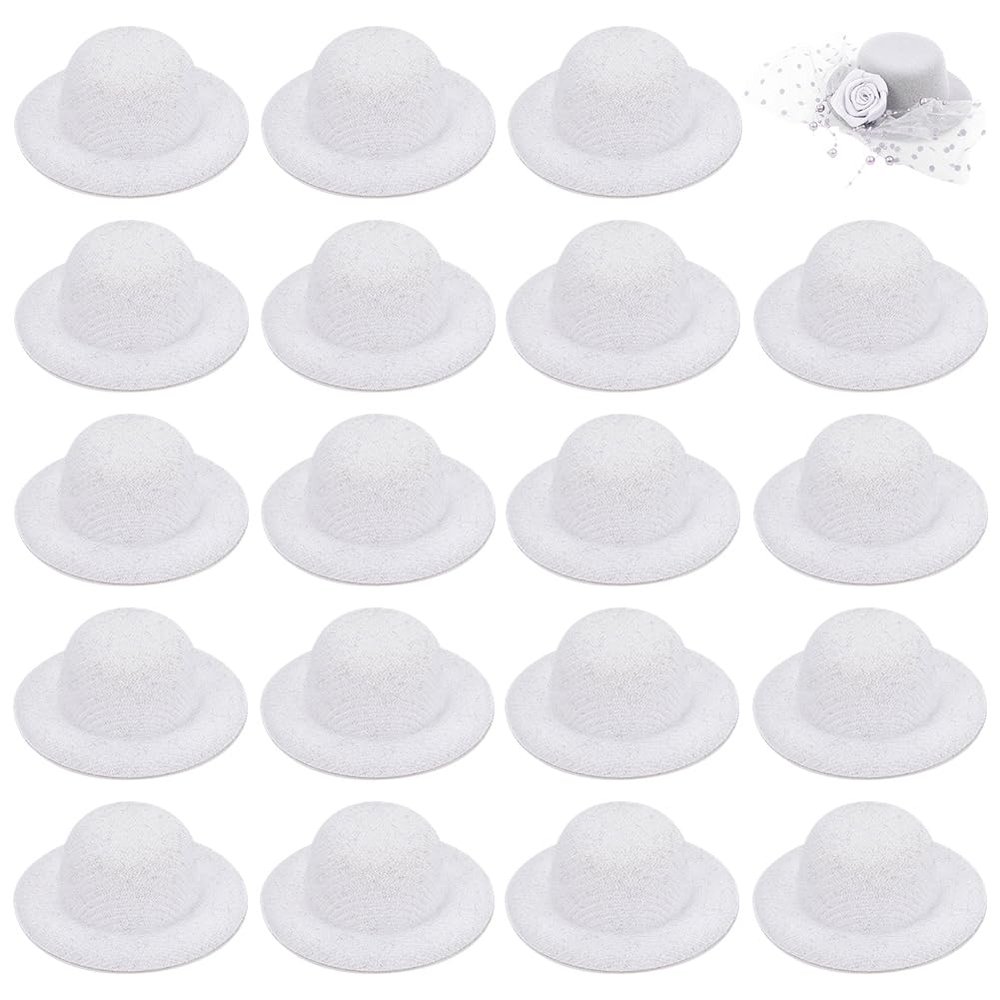 BENECREAT 40 Pcs White Mini Top Hat, 1.6 Inch Tiny Top Hat for Party Decor, Clown Hat Snowman Hats for Crafts and Miniatures, Snowman Doll Pets Cristmas Crafts, Hat Base