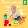 hahaland Baby Sensory Toys - 16 PCS My First Fruit Vegetable Color Sorting Play Food Crinkle, Rattle, Baby Toys 6-12 Months Montessori Toys for 1 Year Old Boy Girl Gifts Toddler Easter Basket Stuffers view 2