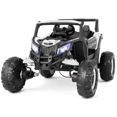 4WD Ride On Car, JOYLDIAS12V Battery Powered Electric Off-Road UTV for Kids, 4X4 Electric Vehicle with 4 Powerful Engines, 2.4G Remote Control, Music, Bluetooth, LED Lights for Boys and Girls, White