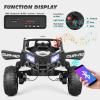 4WD Ride On Car, JOYLDIAS12V Battery Powered Electric Off-Road UTV for Kids, 4X4 Electric Vehicle with 4 Powerful Engines, 2.4G Remote Control, Music, Bluetooth, LED Lights for Boys and Girls, White view 4