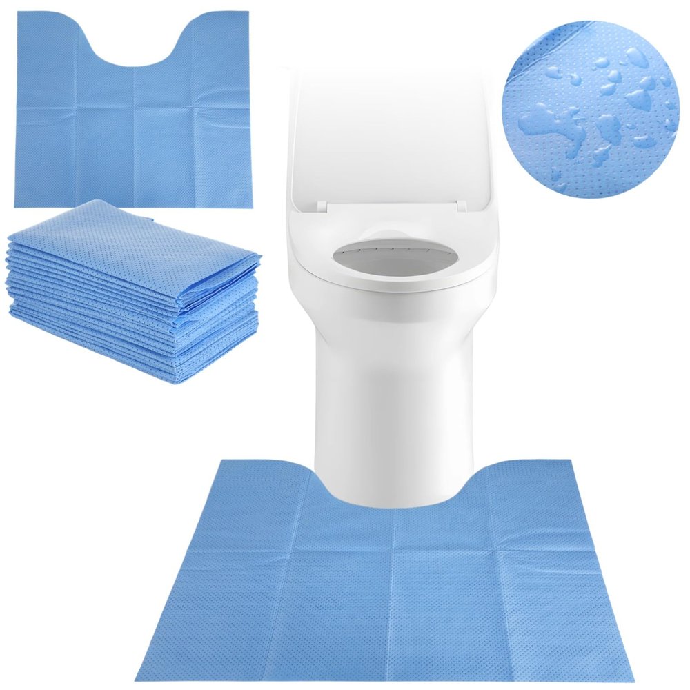 25 Pcs Disposable Toilet Mats, Absorbent Non-Woven Commode Mats, Non-Slip Potty Training Floor Mats, Around U-Shaped Floor Pads for Urine, Toilet Floor Protectors, 2218.9"