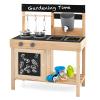 HONEY JOY Fir Wood Outdoor Play Kitchen for Toddlers, Realistic Faucet & Water Tank, Stoves, Sink, Storage Shelf, Outside Kitchen Playset, Mud Kitchen for Kids Outdoor Backyard view 1