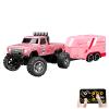 Flashstar Mini Rc Truck, 1:64 Scale Monster Truck Remote Control Car with Lights, 2.4Ghz Remote Control, Speed/Steering Adjustable (Pink) view 1