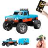 BINGONE Mini Rc Truck,1:64 Scale Monster Truck Remote Control Car with Lights, 2.4Ghz Remote Control, Mini Alloy Monster Truck Rc, Speed/Steering Adjustable view 1