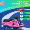360 Degrees Rotating Ride On Drift Car and 2 Replacement Universal Wheels, 24V Electric Drifting Go Kart for Kids W/Brushless Motor, High/Low Speed, Flashing Lights, Flag, Music, Bluetooth, Pink view 2