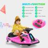 360 Degrees Rotating Ride On Drift Car and 2 Replacement Universal Wheels, 24V Electric Drifting Go Kart for Kids W/Brushless Motor, High/Low Speed, Flashing Lights, Flag, Music, Bluetooth, Pink view 4