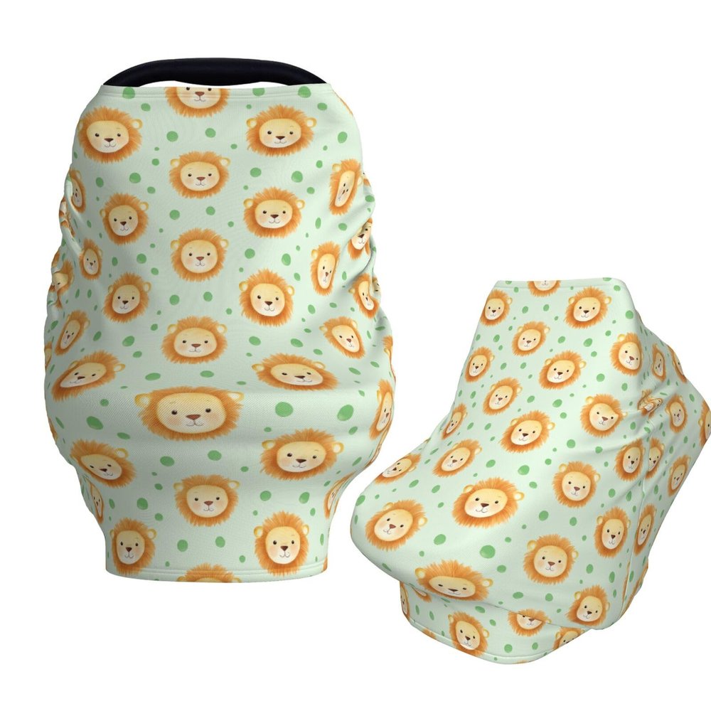 Muishi Cute Lion Faces Baby Car Seat Covers Carseat Canopy Soft Infant Stroller Cover Nursing Breastfeeding Covers for Girls Boys Newborn