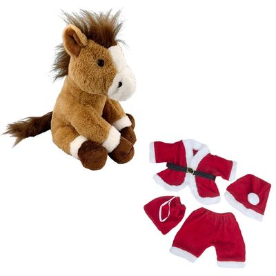 Brown Sugar The Horse with Santa Claus Outfit Fits 1418 Inch Stuffed Animal Christmas Costume for Horses and Plush Toys, Festive Holiday Accessory, Seasonal Decor and Gift for Kids & Collectors