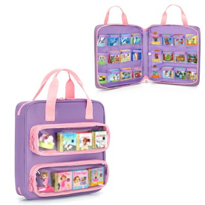 Carrying Case Compatible with Little Tikes Story Dream Machine Books, Hold Up to 8 Characters and 24 Books, Toy Storage Bag for Storybook, Character Collection, Purple, Bag Only, Patented Design