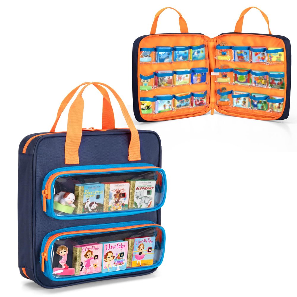 GRAOSO Carrying Case Compatible with Little Tikes Story Dream Machine Books, Hold Up to 8 Characters and 24 Books, Toy Storage Bag for Storybook, Character Collection, Blue, Bag Only, Patented Design
