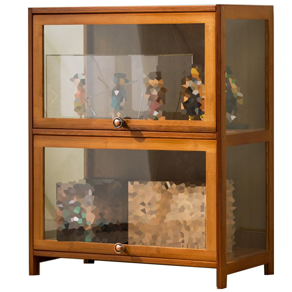 Display Cabinet for Collection, Floor Standing Home Living Room Display Case with Acrylic Flip Doors, Collectibles Toy Books Storage Organizers Rack(Brown,60x33x73cm)