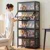 Display Cabinet for Collection, Floor Standing Home Living Room Display Case with Acrylic Flip Doors, Collectibles Toy Books Storage Organizers Rack(Brown,60x33x73cm) view 3