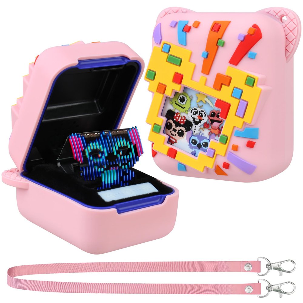 Supmay Silicone Cover Case for Bitzee Disney Interactive Toy, Soft Silicone Protective Bag, Protective Skin Sleeve for Bitzee Virtual Electronic Pets Accessories, Pink