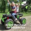 Hikiddo Kids ATV 4 Wheeler, 24V 4WD Electric ATV Ride On Toy for Big Kid with 2-Seater, 4x200W Motor - Green view 3