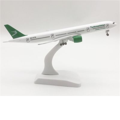 shuicui Plane Model Copy for Turkmenistan Airlines Boeing 777 Alloy 20CM Green Decoration Collection Desk Display Boys Gift Souvenir