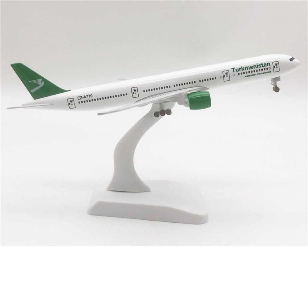 shuicui Plane Model Copy for Turkmenistan Airlines Boeing 777 Alloy 20CM Green Decoration Collection Desk Display Boys Gift Souvenir