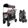 WONDERFOLD W2 Luxe Pro Stroller Wagon (2 Seater) - Collapsible Wagon Stroller with Seats Featuring 5-Point Safety Harnesses and Adjustable Sun Canopy, Charcoal Gray view 1