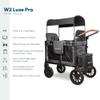 WONDERFOLD W2 Luxe Pro Stroller Wagon (2 Seater) - Collapsible Wagon Stroller with Seats Featuring 5-Point Safety Harnesses and Adjustable Sun Canopy, Charcoal Gray view 3