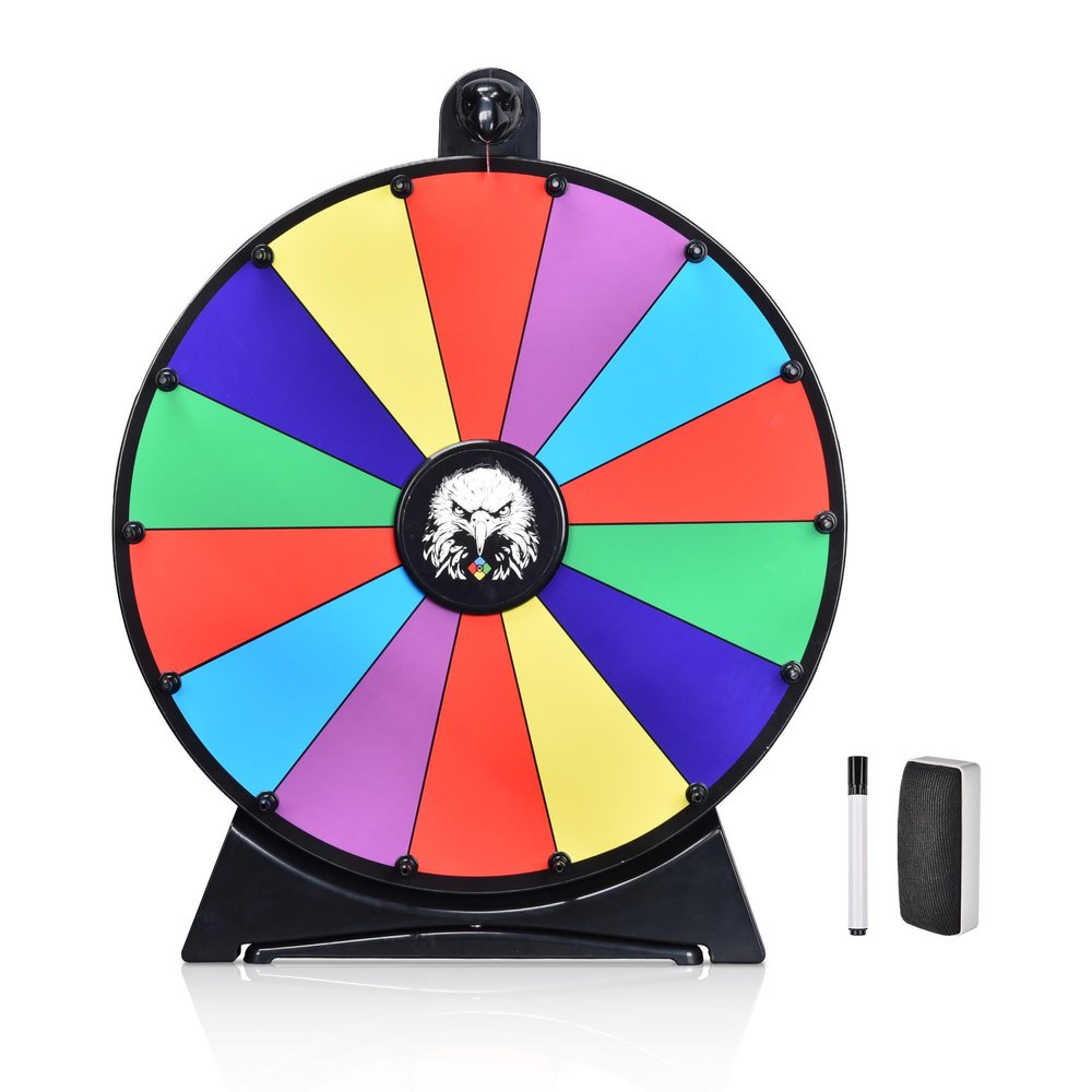 WinSpin 20" Prize Wheel 14 Slots Dry Erase Spinning Wheel Tabletop Fortune Game for Pub Party Engaging Trade Show Eagle