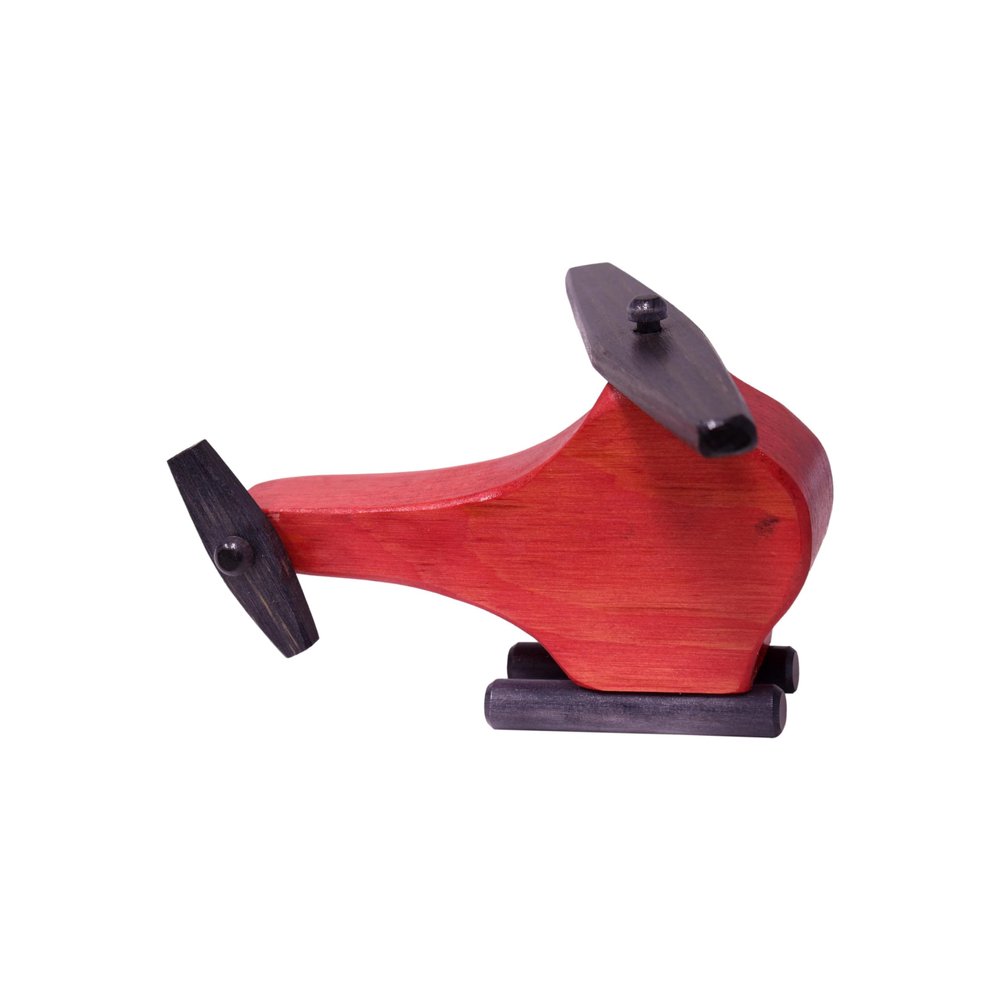 AmishToyBox.com Wooden Helicopter Toy with Spinning Propeller, Child-Safe, Non-Toxic, CPSIA-Approved Finish (Red)