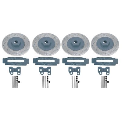 Lybunair 4Pcs Simulation Metal Brake Discs Calipers for 1/10 RC Car Parts (Gray)