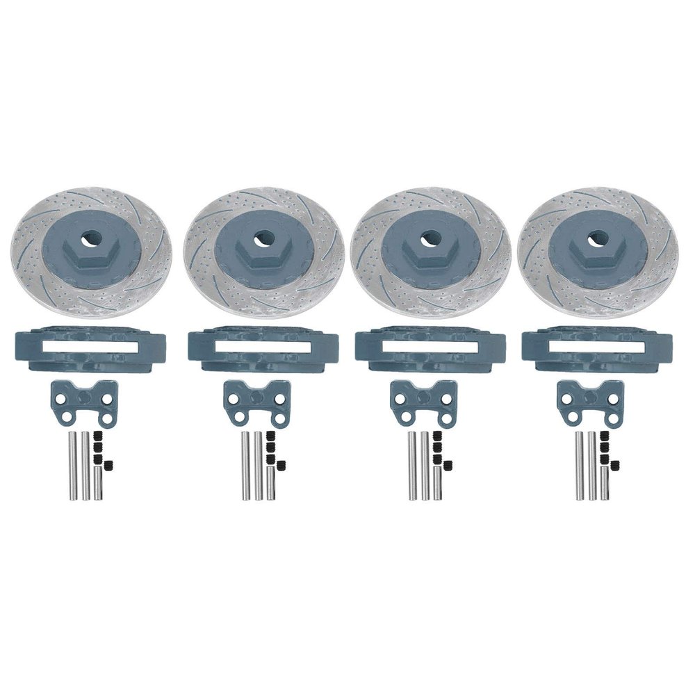 Lybunair 4Pcs Simulation Metal Brake Discs Calipers for 1/10 RC Car Parts (Gray)