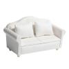 1/12 Scale Miniature Sofa with 2 Cushions, White Dollhouse Couch view 2