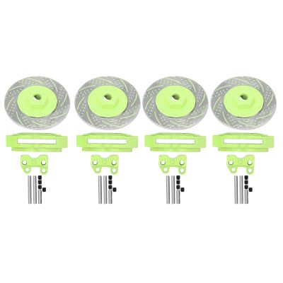 Lybunair 4Pcs Simulation Metal Brake Discs Calipers for 1/10 RC Car Parts (Green)
