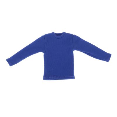 1/12 Scale Navy Long Sleeve T Shirt, Miniature Doll Clothing for 6 Centimeter Male Female Action Figure Accessory, Unisex Cloth Outfit, Simple wear Up Costume