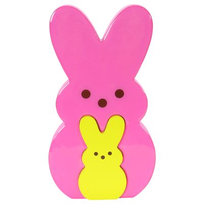 Animal Adventure | Peeps | 9 Collectible Pink and Yellow Wooden Nesting Bunnies