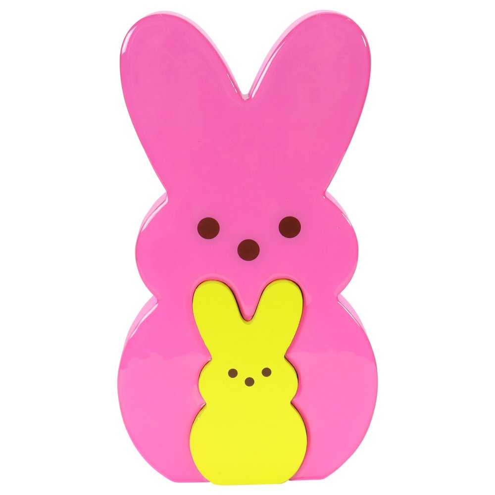 Animal Adventure | Peeps | 9 Collectible Pink and Yellow Wooden Nesting Bunnies