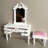 Miniature Vanity Desk with Mirror and Stool 1:12 Scale Dollhouse Make Up Dresser Table with Drawers Decor for Doll House Bedroom Furniture view 4