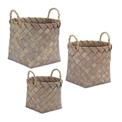 Melrose International 85166DS 9.5 x 8.5 in. 12 x 10.75 in. 13.5 x 11.5 in. Wicker Basket Brown - Set of 3