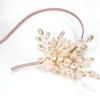 100% Handmade Luxury Headbands with Faux Acrylic Pearls And Golden Wires,Fit performace, wedding, dating or hang-out(Pink). view 1