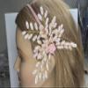 100% Handmade Luxury Headbands with Faux Acrylic Pearls And Golden Wires,Fit performace, wedding, dating or hang-out(Pink). view 2