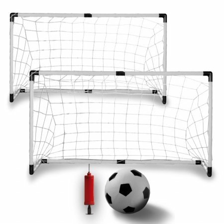 212 Main Set of Two Youth Soccer Goals with Soccer Ball and Pump