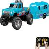 Atlodas Mini Rc Truck, Mini RC Monster Truck, 1:64 Scale Monster Truck Remote Control Car with Lights, 2.4Ghz Remote Control, Speed/Steering Adjustable (Blue-B) view 1