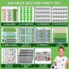 Aneco 340 Pieces Soccer Party Favor Set Soccer Goodie Bags Stuffers Mini Card Pencils Sharpener Eraser Stamp Slap Bracelet Sticker School Stationery Bulk for Sports Party Team Game Prize Birthday Gift view 3