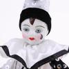 9 Inch Porcelain Clown Doll in Traditional Attire, Harlequin, Halloween Accessory view 2