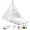 Heypappy Teepee Tent for Kids with Inflatable Airbed, String Lights, Balloons, Pump, Washable Slumber Party Tent Indoor Outdoor for Girls Boys, Children Tipi Playhouse for Playtime and Sleepover view 1