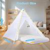 Heypappy Teepee Tent for Kids with Inflatable Airbed, String Lights, Balloons, Pump, Washable Slumber Party Tent Indoor Outdoor for Girls Boys, Children Tipi Playhouse for Playtime and Sleepover view 2