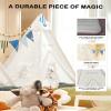 Heypappy Teepee Tent for Kids with Inflatable Airbed, String Lights, Balloons, Pump, Washable Slumber Party Tent Indoor Outdoor for Girls Boys, Children Tipi Playhouse for Playtime and Sleepover view 3