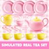 JOYIN 18PCS Pretend Tea Party Set, Pink Plastic Tea Set, Mini Kitchen for Kids, Gifts for Toddler Boys Girls, Easter Birthday Gifts view 2