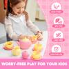 JOYIN 18PCS Pretend Tea Party Set, Pink Plastic Tea Set, Mini Kitchen for Kids, Gifts for Toddler Boys Girls, Easter Birthday Gifts view 3