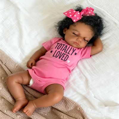 Anano Black Reborn Baby Dolls Silicone Full Body 20 Inch Realistic Baby Doll Girl Soft Full Silicone Babys Doll African American Babys Girl Lifelike Black Reborn Dolls Brown Skin