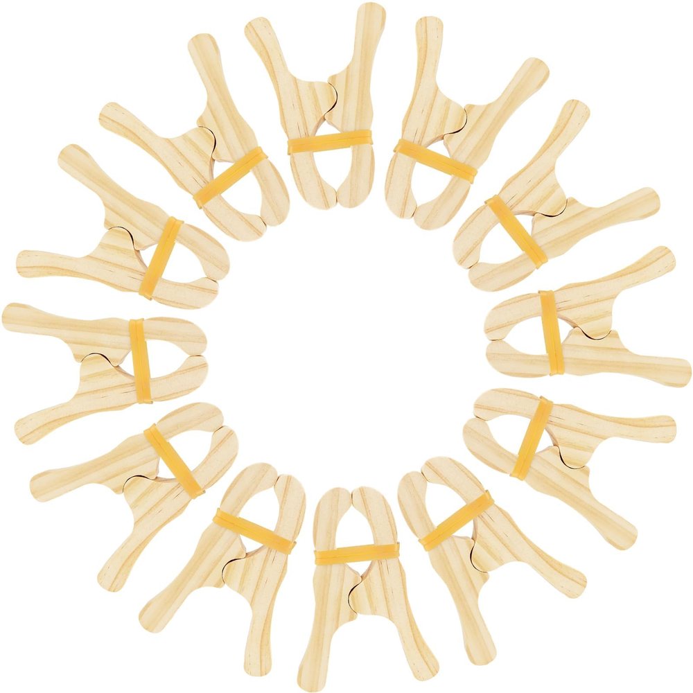 HSLCGF 12 Pcs Wooden Play Clips,Montessori & Waldorf Fort Building Kit,Suitable for Kindergarten,Home,School for Develop Hands-on Skills,Develop Imagination and Creativity(Wooden 12Pcs)