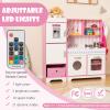 HOMGX Toddler Play Kitchen Toy Set, Children Toy Kitchen Set with Sink, Faucet, Knobs and Ample Accessories, Pretend Wooden Kitchen for Girls 3+ Years Old, Pink view 2