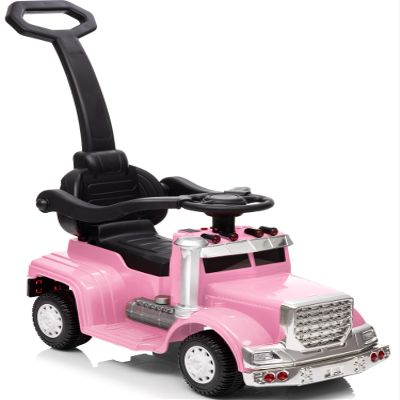 Outfunny 3-in-1 Ride on Push Car for Toddler with Handle, Toddler Ride on Toy for Girls Aged 1-3, Stroller Sliding Walking Car w/Music and Horn - Pink