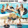 Libima 4 Pcs Inflatable Pool Floats, Pool Floaties Swim Rings Pool Tubes Donut Fruit Hawaiian Tire Inner Tubes Floaties for Adults Hawaiian Beach Party Decorations(30 Inch,Tire) view 4